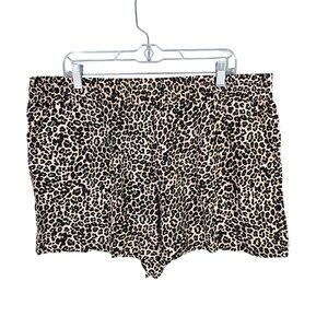 Womens Apt.9 Brown & Black Animal Leopard Print Shorts Mid Rise Straight Size XL